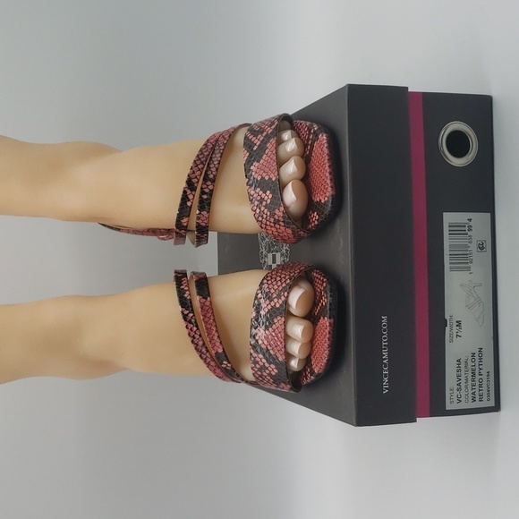 51- Vegan Vince Camuto Savesha Watermelon Retro Python Size 7.5 NWT - Picture 8 of 11